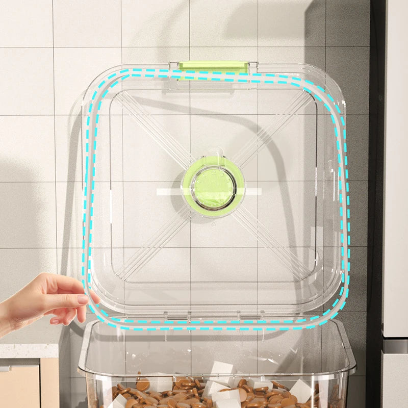 Large Pet Food Storage Container with Wheels Transparent