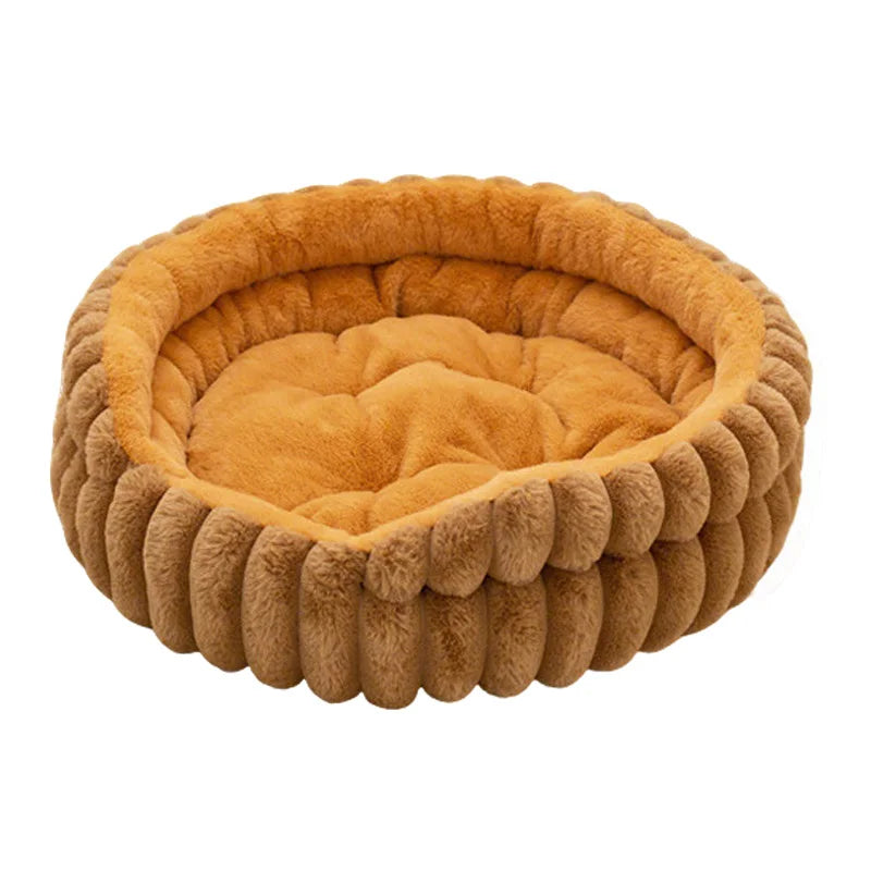 Plush Pet Bed Round Cat Dog Nest Warm Washable