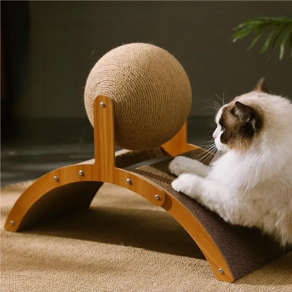 Wooden Cat Scratching Ball Sisal Scratch Board Toy