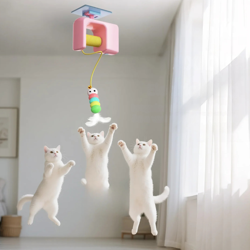 Electric Cat Yoyo Toy Hanging Teaser Retractable Interactive