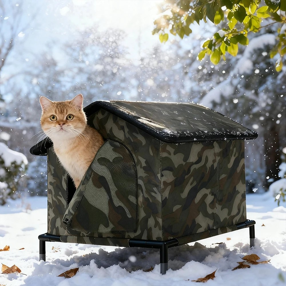 Waterproof Outdoor Cat Shelter Foldable Pet House for All Seasons