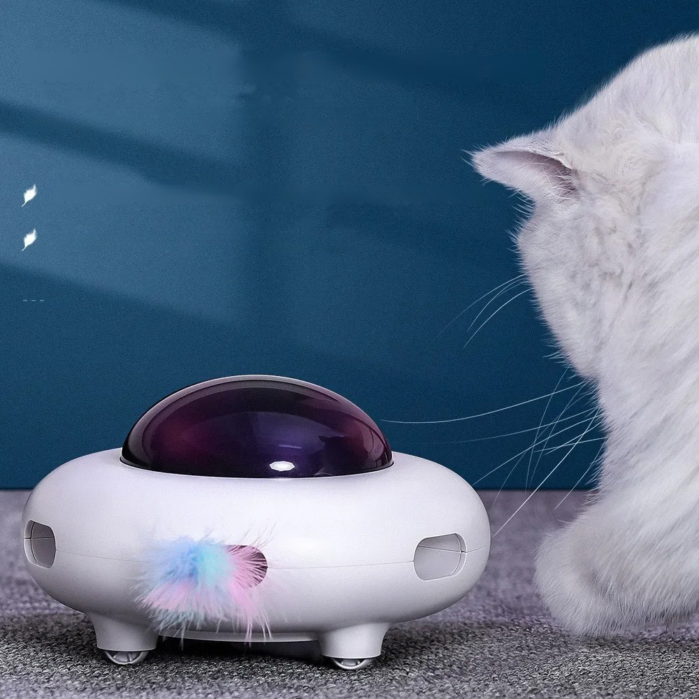 Smart Cat Teaser UFO Toy Automatic Feather USB Rechargeable