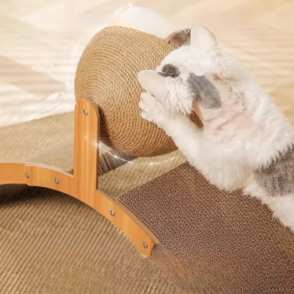 Wooden Cat Scratching Ball Sisal Scratch Board Toy