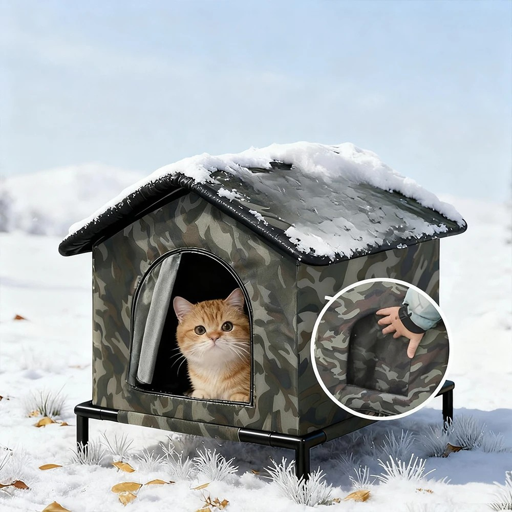 Waterproof Outdoor Cat Shelter Foldable Pet House for All Seasons