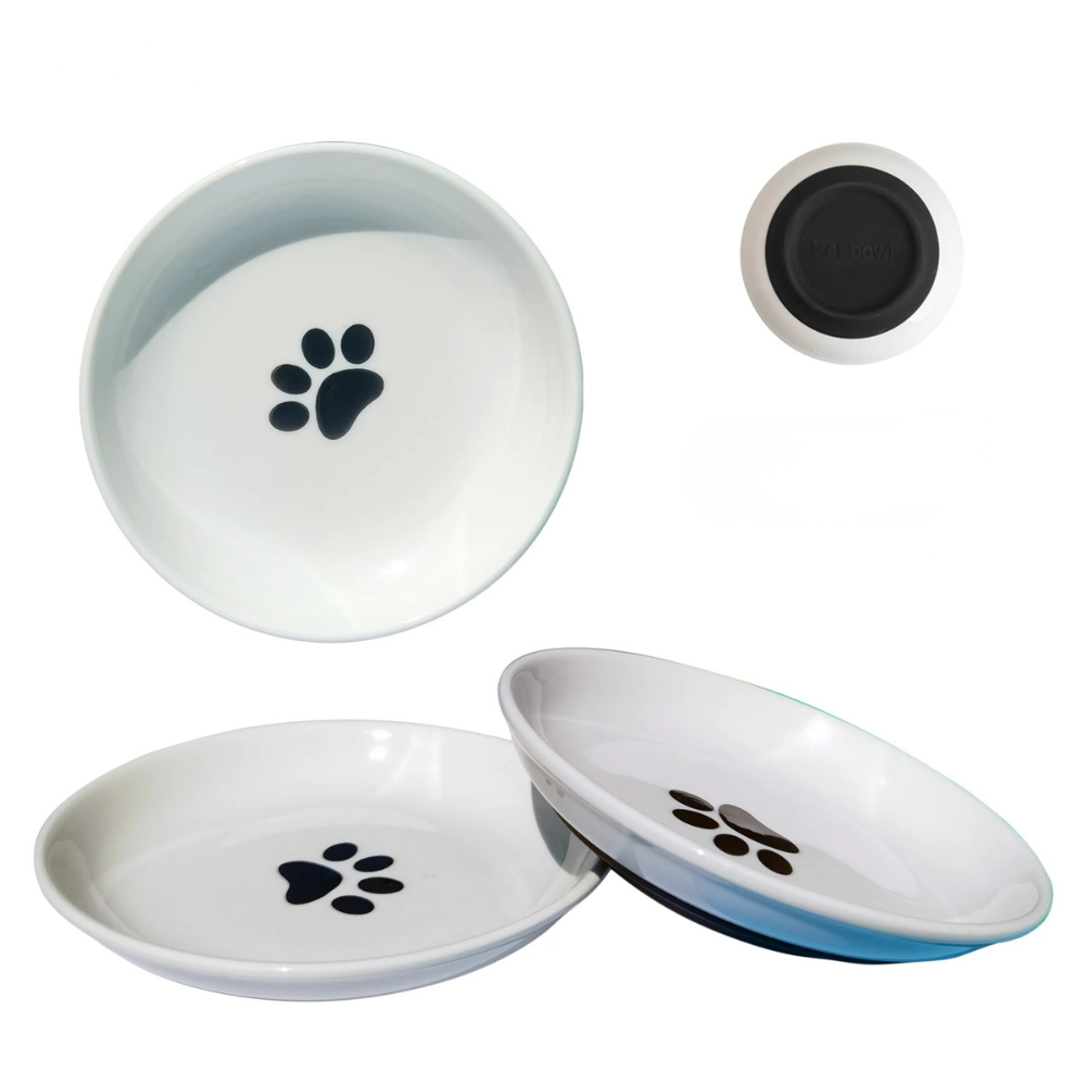 3PCS Ceramic Cat Bowl Set Anti Whisker Fatigue