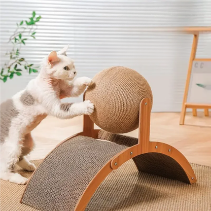 Wooden Cat Scratching Ball Sisal Scratch Board Toy