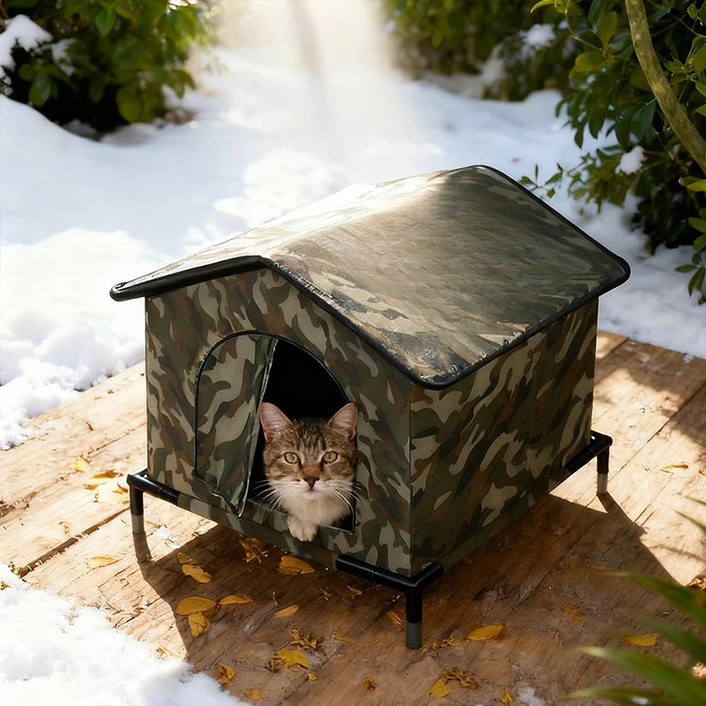 Waterproof Outdoor Cat Shelter Foldable Pet House for All Seasons