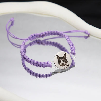 Custom Pet Portrait Bracelet for Women - Personalized Dog Photo Bangle