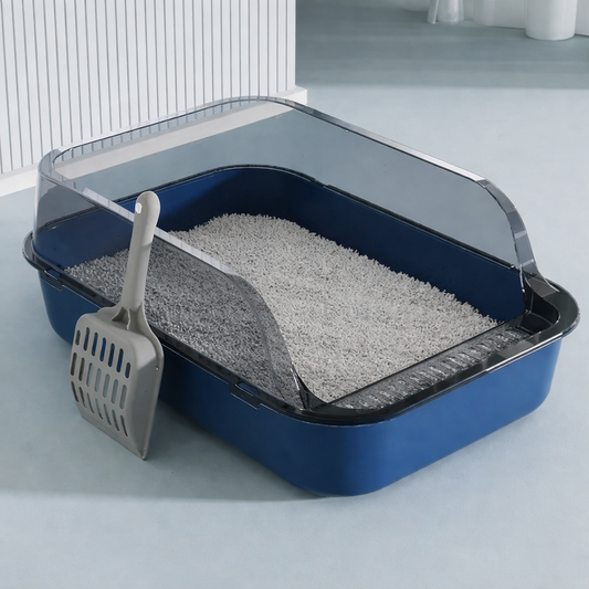 Semi Enclosed Cat Litter Box Splashproof Large Tray