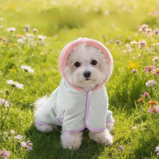 Accappatoio con Cappuccio Assorbente per Cani e Gatti