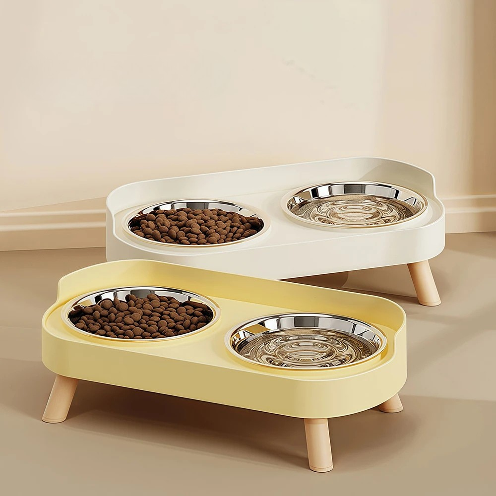 Stainless Steel Double Pet Bowl Non Slip Detachable