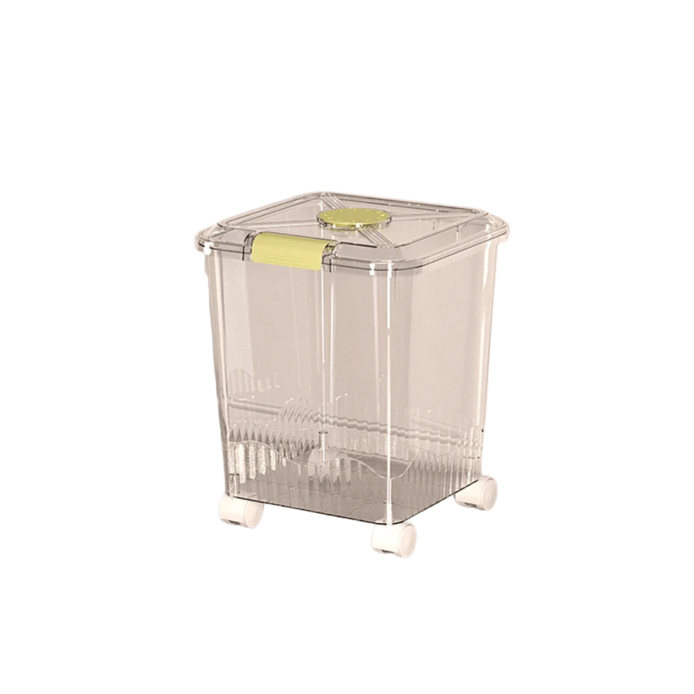 Large Pet Food Storage Container with Wheels Transparent