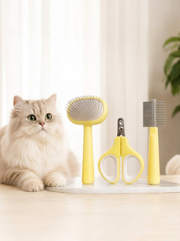 Kit Completo per Toelettatura di Cani e Gatti con Spazzola e Tagliaunghie