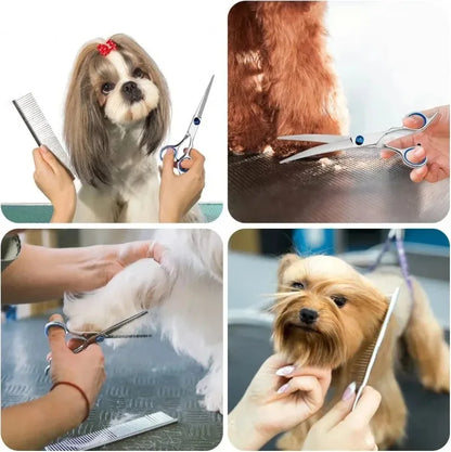 Set di Forbici Professionali 5 in 1 per Toelettatura di Cani e Gatti
