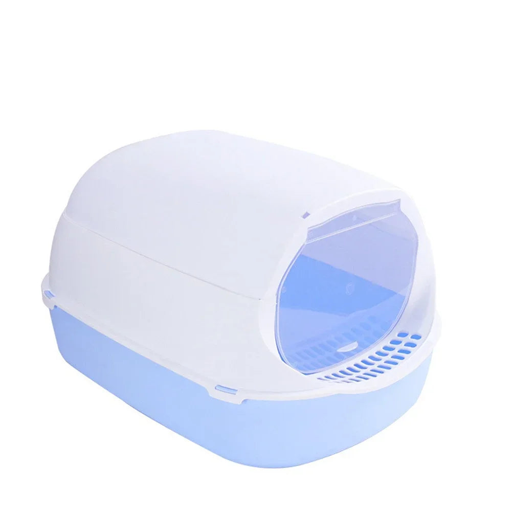 Semi Enclosed Cat Litter Box Splashproof Large Tray