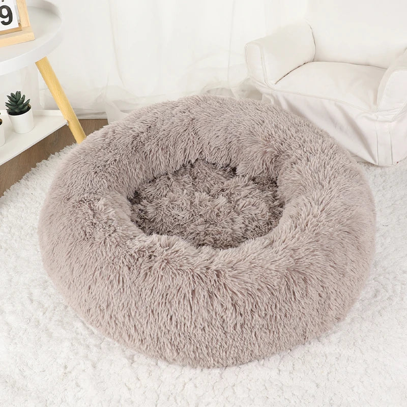 Donut Dog Bed Plush Round Pet Bed Washable