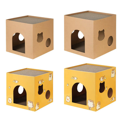 Cat Cardboard House Scratcher Bed Corrugated Box