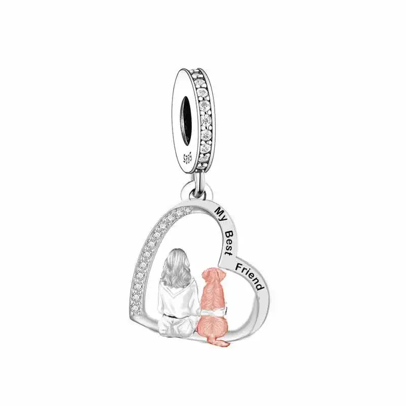 925 Silver Dog Charms Bracelet Bead for Pet Memorial