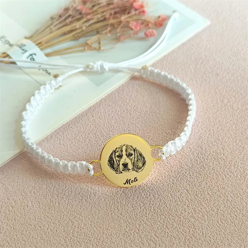 Custom Pet Portrait Bracelet for Women - Personalized Dog Photo Bangle