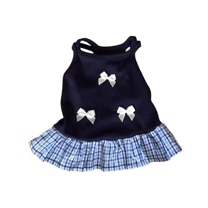 Vestito Preppy con Fiocco per Gatti e Cani di Piccola Taglia