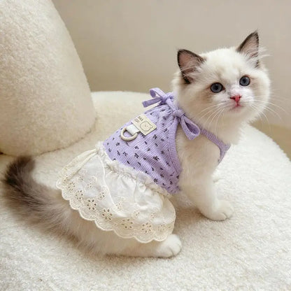 Vestito Floreale con Pettorina per Gatti
