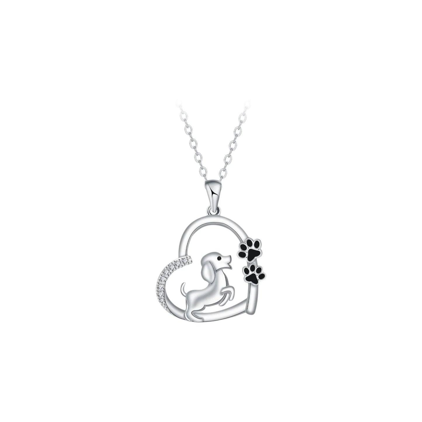 Adorable Dog Pendant Necklace with Zirconia for Women