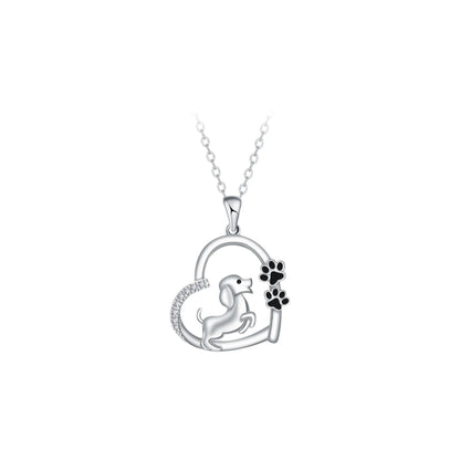 Adorable Dog Pendant Necklace with Zirconia for Women