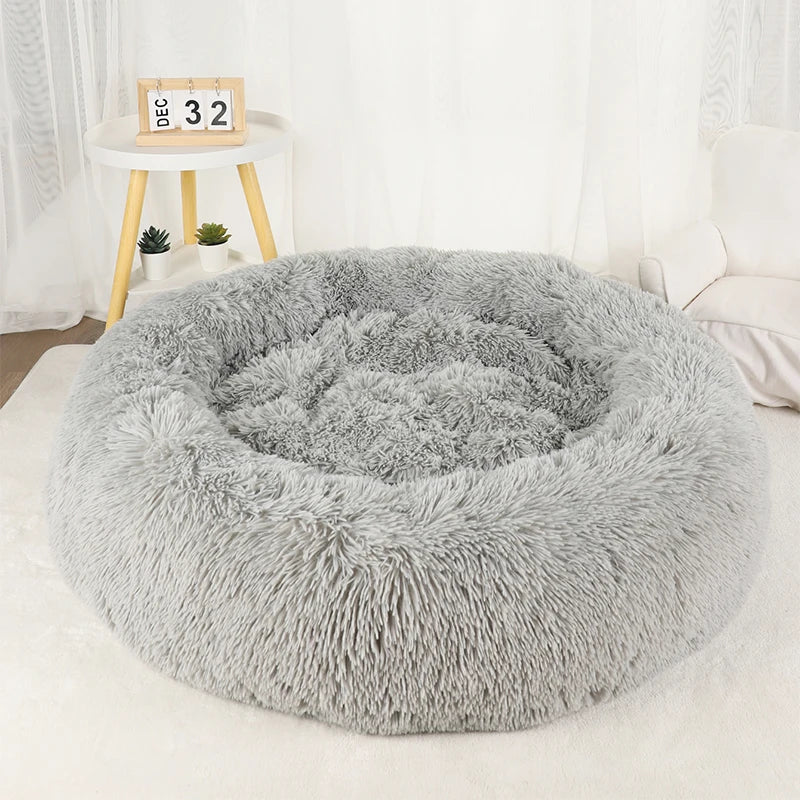 Donut Dog Bed Plush Round Pet Bed Washable