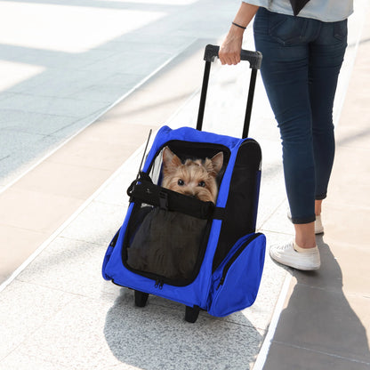 Zaino trasportino 2 in 1 con ruote per cani e gatti