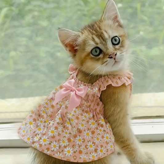 Vestito Floreale Rosa per Gatti e Cani di Piccola Taglia
