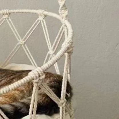 Bohemian Hanging Cat Hammock Handwoven Cotton Bed