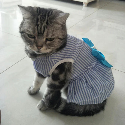 Vestito da Principessa a Righe e Quadri con Fiocco per Animali