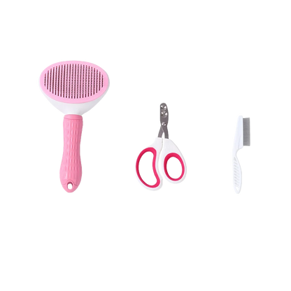 Kit da Toelettatura 3 Pezzi per Gatti con Guanto e Tagliaunghie
