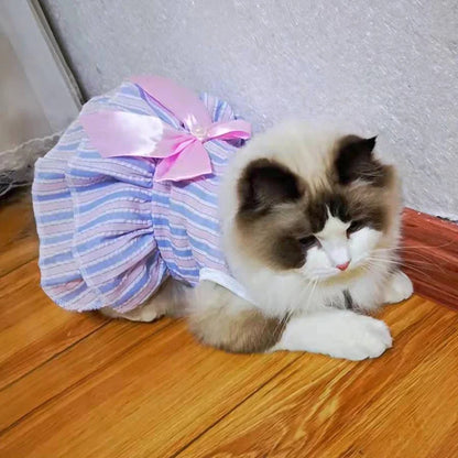 Vestito da Principessa a Righe e Quadri con Fiocco per Animali