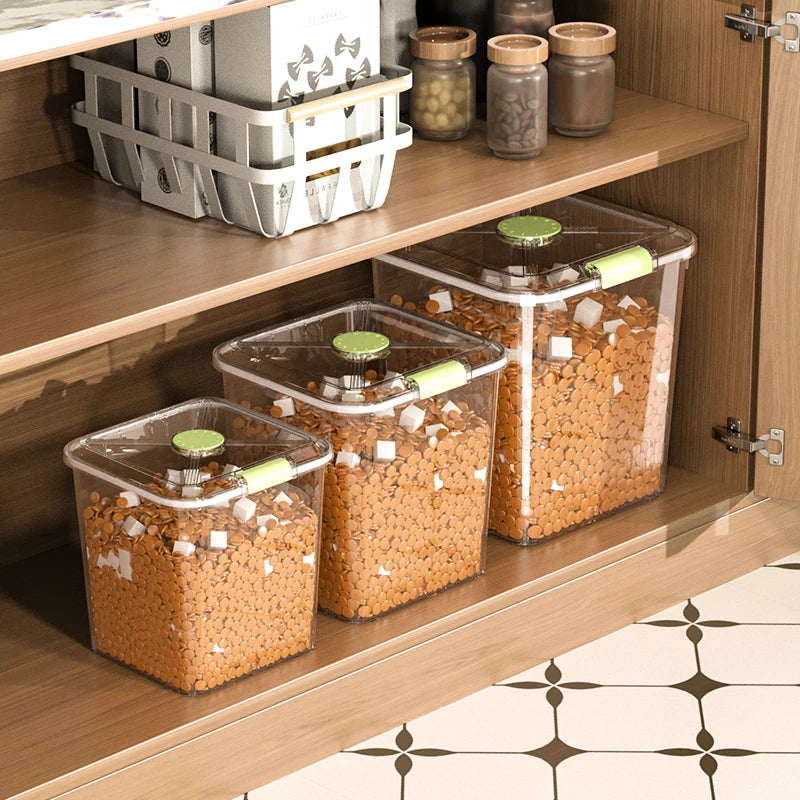 Large Pet Food Storage Container with Wheels Transparent