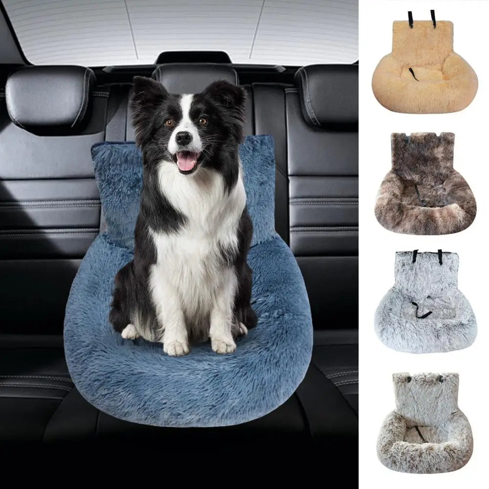 Plush Dog Car Seat Bed Booster Cushion for Pet Travel