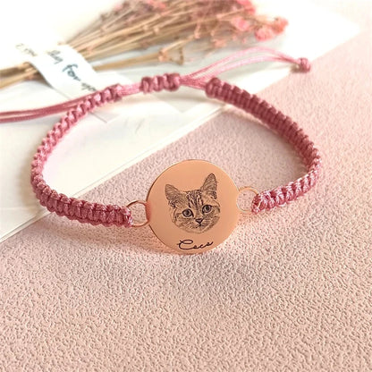 Custom Pet Portrait Bracelet for Women - Personalized Dog Photo Bangle