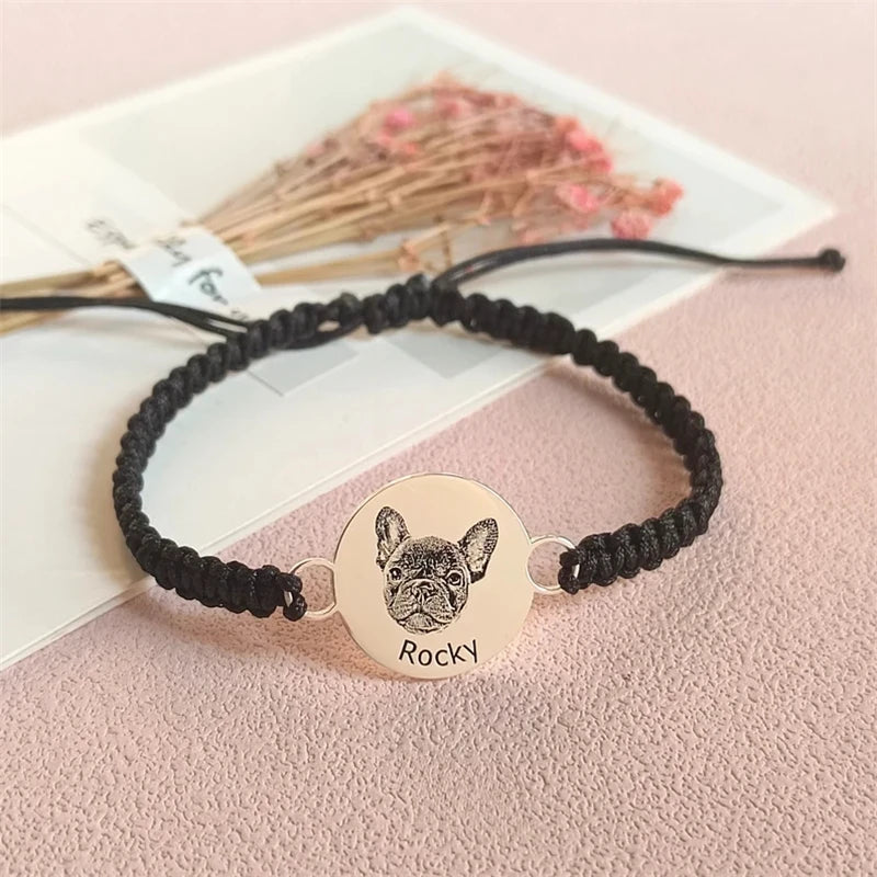 Custom Pet Portrait Bracelet for Women - Personalized Dog Photo Bangle