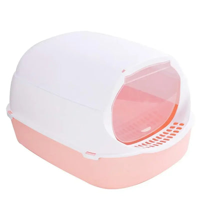 Semi Enclosed Cat Litter Box Splashproof Large Tray