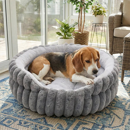Plush Pet Bed Round Cat Dog Nest Warm Washable