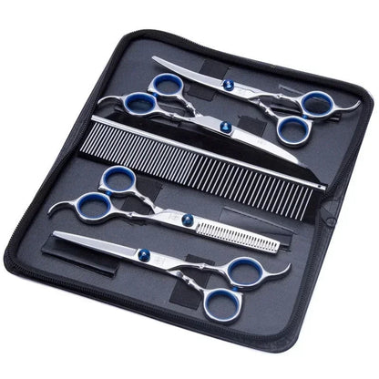Set di Forbici Professionali 5 in 1 per Toelettatura di Cani e Gatti