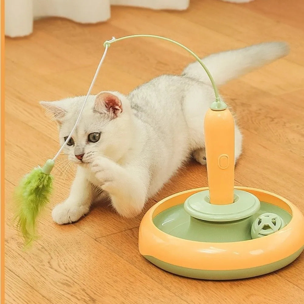 Automatic Rotating Cat Toy 360° Interactive Feather Teaser