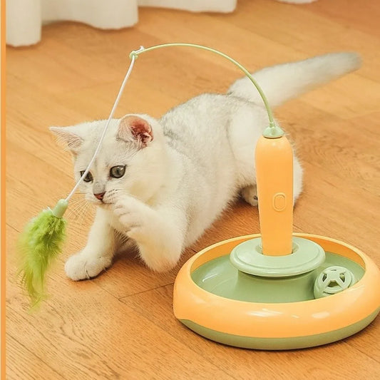 Automatic Rotating Cat Toy 360° Interactive Feather Teaser