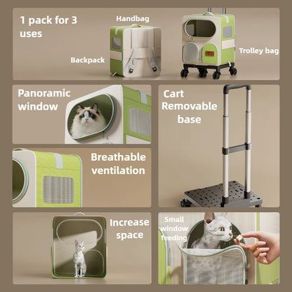 Zaino Trasportino Trolley Espandibile per Cani e Gatti