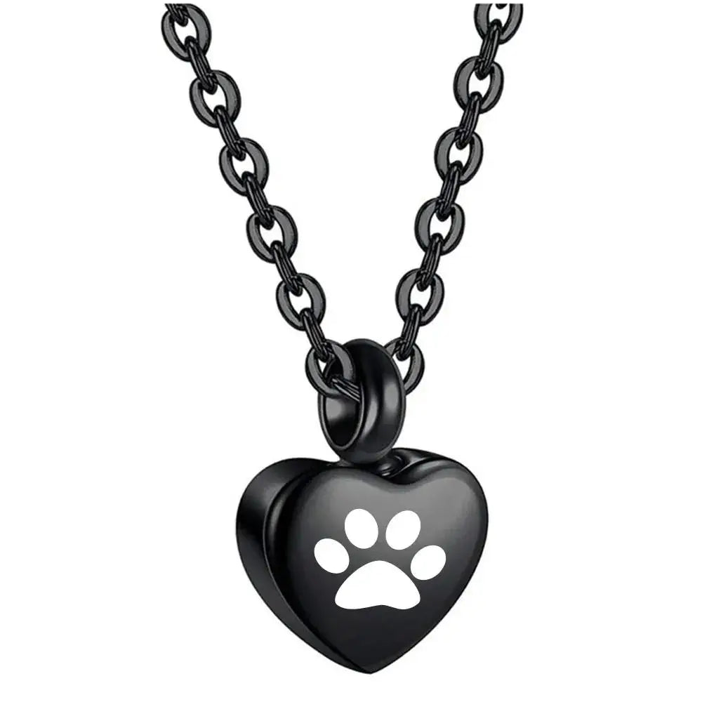 Stainless Steel Heart Paw Urn Necklace for Memorial Ashes Jewelry
