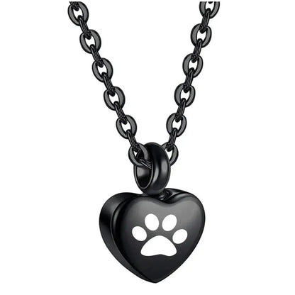 Stainless Steel Heart Paw Urn Necklace for Memorial Ashes Jewelry