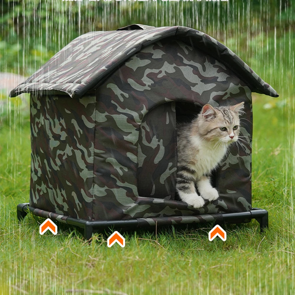Waterproof Outdoor Cat Shelter Foldable Pet House for All Seasons