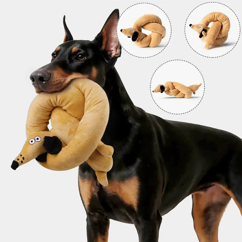 100CM Sausage Dog Toy Plush Squeaky Chew Toy