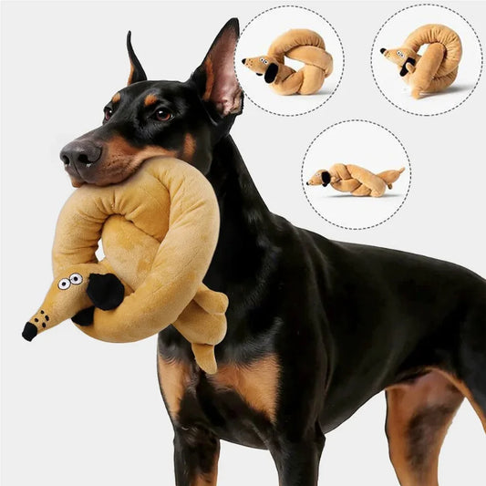100CM Sausage Dog Toy Plush Squeaky Chew Toy