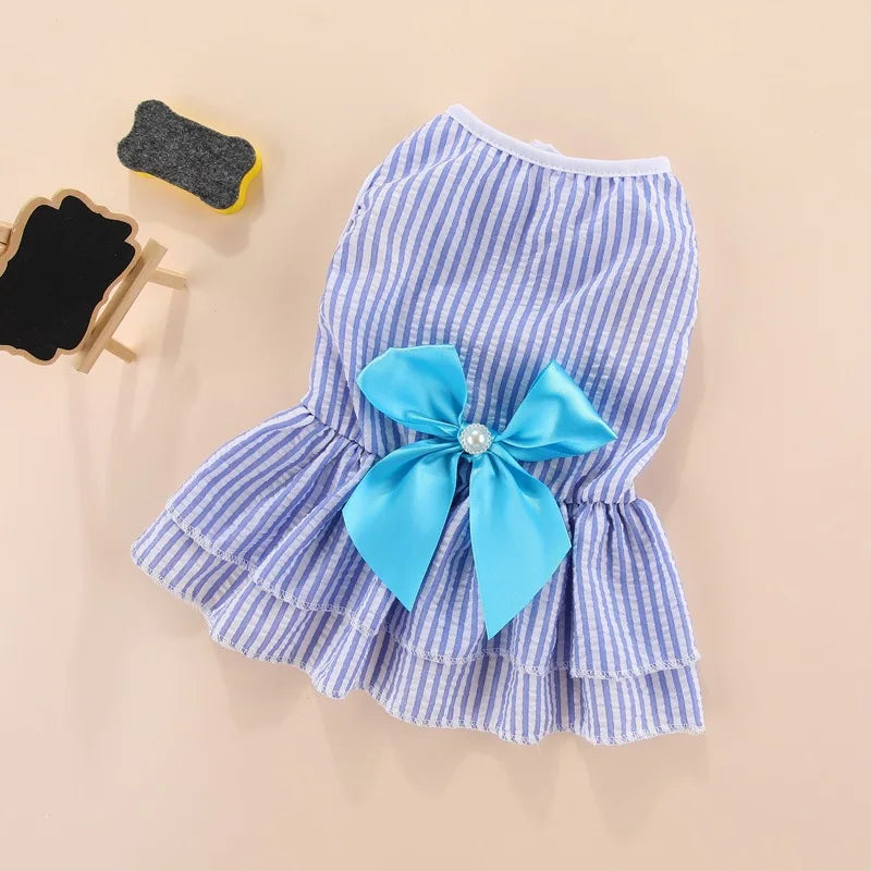 Vestito da Principessa a Righe e Quadri con Fiocco per Animali